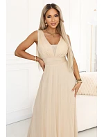 Dlouhé maxi šaty s třpytkami a hlubokým výstřihem model 22085443 - numoco basic Dlouhé maxi šaty s třpytkami a hlubokým výstřihem model 22085443 - numoco basic