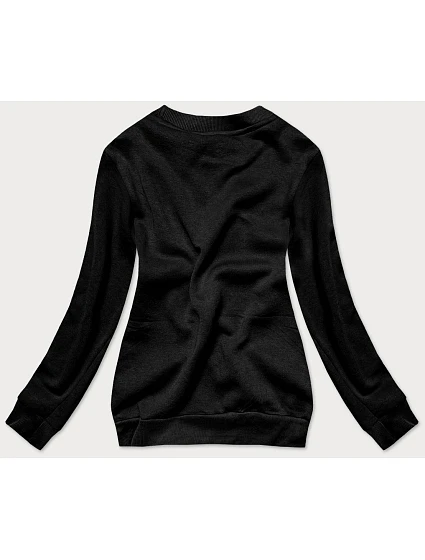 Černá dámská tepláková mikina se stahovacími lemy model 16150919 - J.STYLE Černá dámská tepláková mikina se stahovacími lemy model 16150919 - J.STYLE