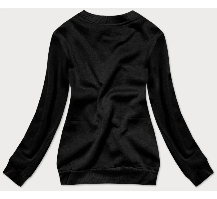 Čierna dámska tepláková mikina so sťahovacími lemami (W01-3)