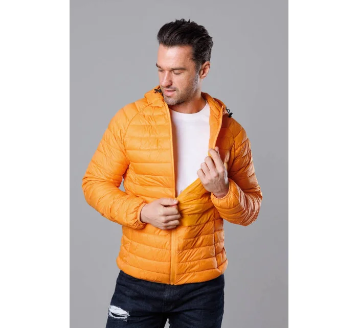 Žlutá pánská prošívaná bunda s kapucí model 18345069 - J.STYLE