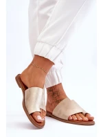 Dámské kožené žabky Světle zlatá model 21613209 - EVENTO