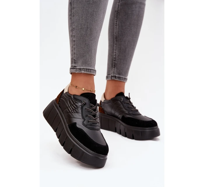 Buty Sportowe Sneakersy Damskie Na Platformie Vinceza 58565 Czarne