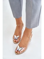 Transparentné sandále na podpätku Butterfly D&A Gold Transparentné sandále na podpätku Butterfly D&A Gold