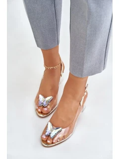 Transparentné sandále na podpätku Butterfly D&A Gold