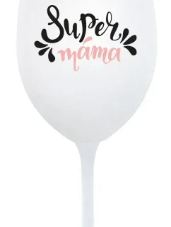 SUPER MÁMA (SPECIÁLNÍ EDICE) - bílá sklenice na víno 350 ml