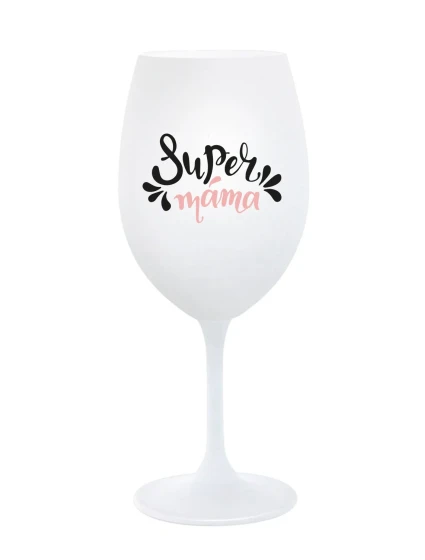 SUPER MÁMA (SPECIÁLNÍ EDICE) - bílá sklenice na víno 350 ml