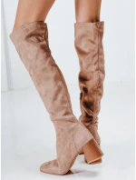 Dámske semišové béžové čižmy FashionStreet ZY1244 Dámske semišové béžové čižmy FashionStreet ZY1244