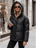 Dámska zimná prešívaná bunda s kapucňou, čierna, FashionStreet TY5966 Dámska zimná prešívaná bunda s kapucňou, čierna, FashionStreet TY5966