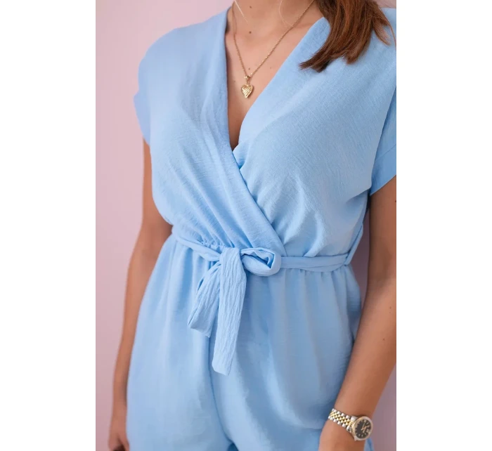 Krátký overal model 19780127 v pase modrý - K-Fashion