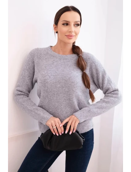 Dámsky detský sveter z alpaky s dlhými rukávmi svetlo sivý