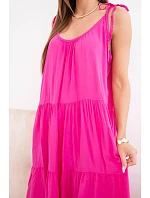 Dámské viskózové šaty na model 22141210 ramínkách fuchsiová - K-Fashion