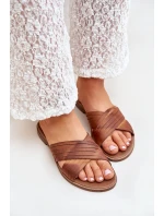 Skórzane Damskie Klapki Lewski Shoes 3682 Camel Skórzane Damskie Klapki Lewski Shoes 3682 Camel