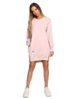 M676 Svetrová tunika so zipsami - cukríkovo ružová