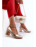 Zlaté lodičky Raniyah na vysokom podpätku z ekokože