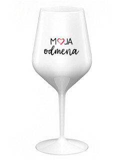 MOJA ODMENA - bílá nerozbitná sklenice na víno 470 ml