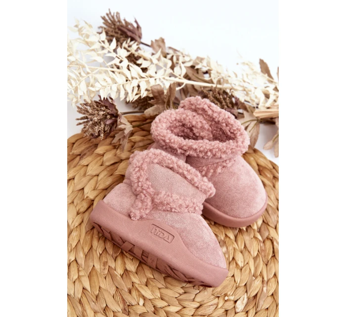 Dětské sněhule na suchý zip růžové model 21645707 - Boto