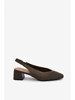 Materiálové dámské sandály na podpatku tmavě zelené model 22102914 - Boto