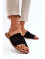 Dámske čierne semišové papuče amite