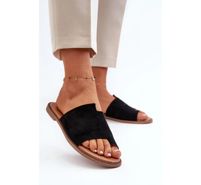 Dámske čierne semišové papuče amite