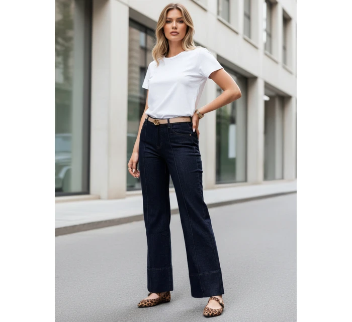 Dámské džínové kalhoty s širokými nohavicemi navy blue Dstreet model 21987949 - FashionStreet