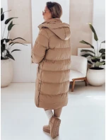 dámská zimní dlouhá prošívaná bunda s kapucí tmavě béžová Dstreet model 21990638 - FashionStreet