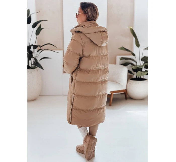 dámská zimní dlouhá prošívaná bunda s kapucí tmavě béžová Dstreet model 21990638 - FashionStreet