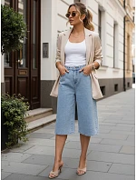 Dámske džínsové šortky široké bermudy svetlomodré FashionStreet SY0547 Dámske džínsové šortky široké bermudy svetlomodré FashionStreet SY0547