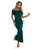 model 21803459 Smyslné španělské šaty midi s mašlí ve výstřihu lahvově zelené - numoco model 21803459 Smyslné španělské šaty midi s mašlí ve výstřihu lahvově zelené - numoco
