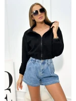 Semišová mikina na zip Černý Semišová mikina na zip Černý