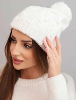 Dámská zimní čepice vlněná s krystaly a vzorem model 21859317 mocca - K-Fashion