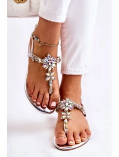 Damskie Sandały Japonki Z Cyrkoniami Srebrne Solea