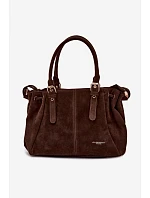 Kožená kabelka z ekologického semiše čokoládová model 22111512 - Flora&Co