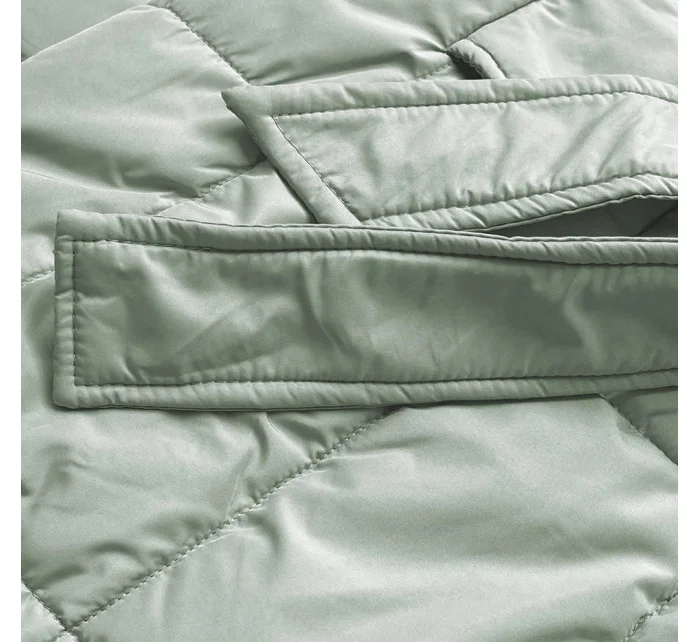 Klasický dámský prošívaný kabát v pistáciové barvě model 17658097 - Ann Gissy Klasický dámský prošívaný kabát v pistáciové barvě model 17658097 - Ann Gissy