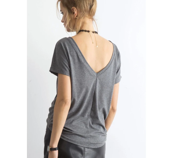 Tshirt basic z dekoltem z Feel Good ciemny szary model 21266686 - Factory Price Tshirt basic z dekoltem z Feel Good ciemny szary model 21266686 - Factory Price