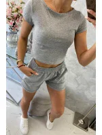Bavlněná souprava se šortkami šedá