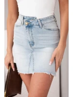 Dámska mini džínsová sukňa s roztraseným lemom M.Sara denim