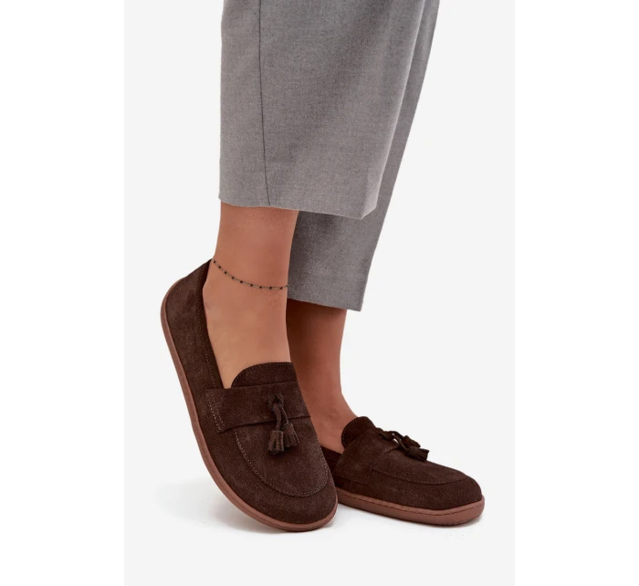 Skórzane Zamszowe Mokasyny Typu Barefoot Zazoo 322 Czekoladowe