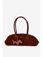 Kožená kabelka Bageta s přívěskem jezevčíkem Camel Annette