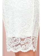 Čipkované šaty s dlhými rukávmi Numoco - biela ecru