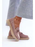 Dámske semišové mokasíny na podpätku so zdobením D&A Dirty Pink Dámske semišové mokasíny na podpätku so zdobením D&A Dirty Pink