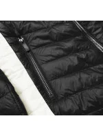 Dvojfarebná čierna / ecru dámska bunda s kapucňou (6318)