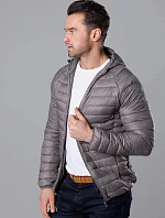 Pánska prešívaná bunda s kapucňou tmavosivá (HM112-2)