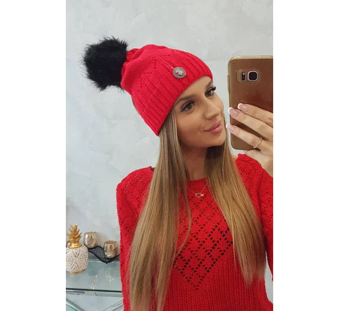 Dámska čiapka s brmbolcom Judith K347 červená