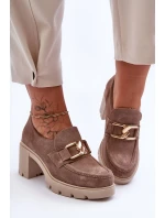 Elegantní boty se zlatým zdobením béžová model 21582805 - Boto