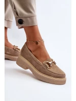 model 21652511 Semišové Dámské Mokasíny S Ozdobou Beige - Zazoo