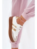 Sneakersy Damskie Na Platformie Z Eko Skóry Biało-Złote Elaraven