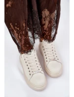 Kožené Dámské Tenisky Na Platformě Béžové model 21691425 - Goe