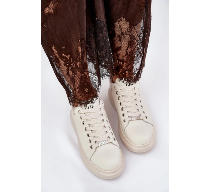 Kožené Dámské Tenisky Na Platformě Béžové model 21691425 - Goe