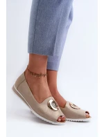 Dámske lodičky s ozdobou z ekokože, zlaté Biolita