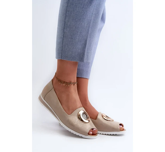 Dámske lodičky s ozdobou z ekokože, zlaté Biolita